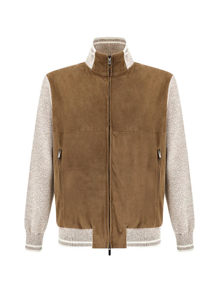  Paul & Shark Aqualeather-panel Bomber Jacket - Brown 