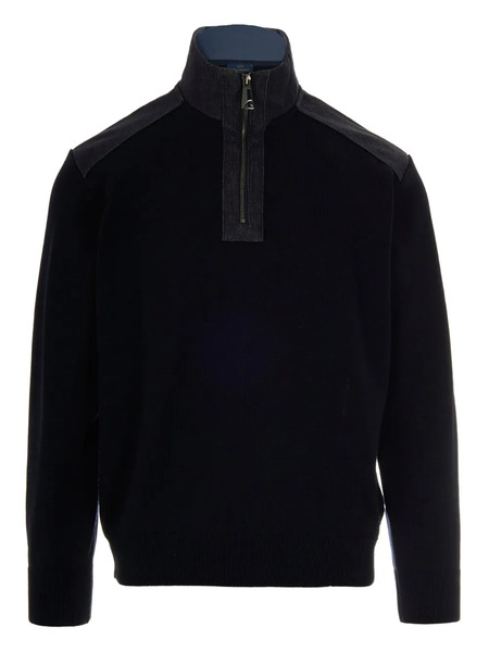  Paul & Shark Half-zip Denim-panel Sweater - Blue 