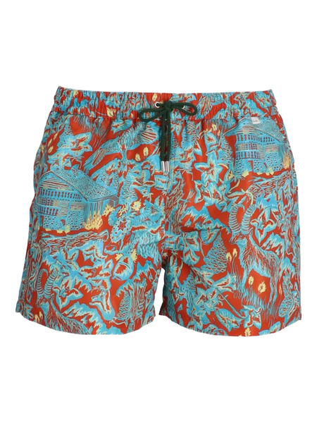  Paul Smith Chalet Printed Drawstring Shorts - Orange 