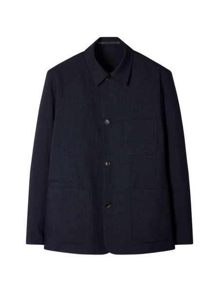  Paul Smith Check Two-ply Button-down Merino Jacket - Blue 