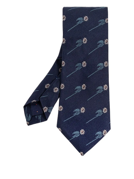  Paul Smith Floral-embroidered Tie - Blue 