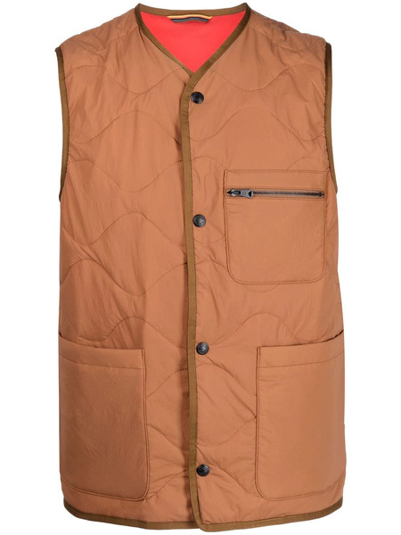  Paul Smith Quilted Wave Gilet - Brown 
