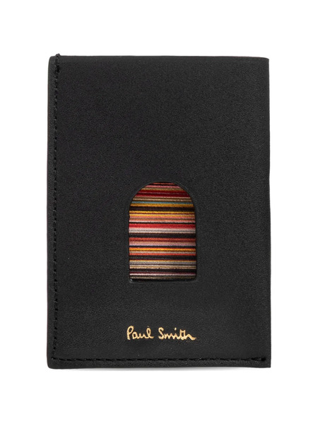  Paul Smith Striped Leather Cardholder - Black 