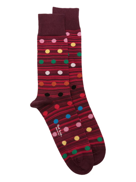  Paul Smith Striped Polka-dot Socks - Red 