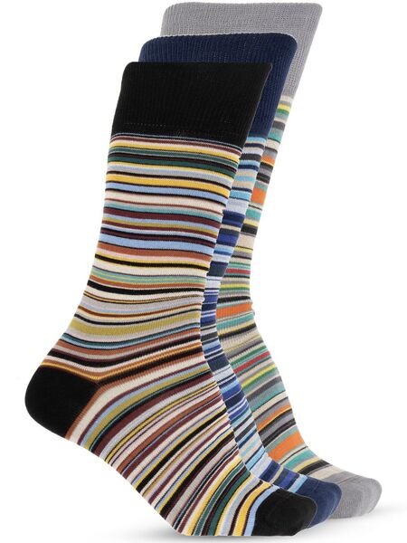  Paul Smith Striped Three-pair Socks Set - Black 