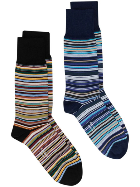  Paul Smith Two-pack Striped Cotton Socks - Blue 