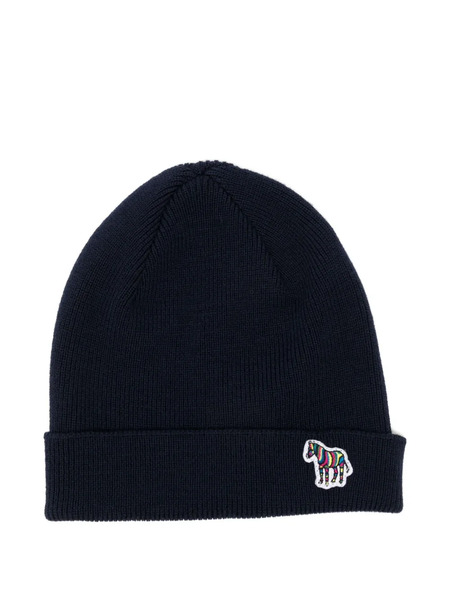  Paul Smith Zebra-appliqué Wool Beanie - Blue 