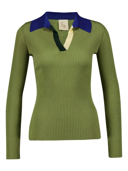  Paula Colour-block Knitted Top - Green 