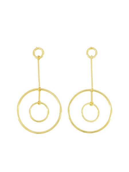 Paula Double-circle Drop Earrings - Gold 