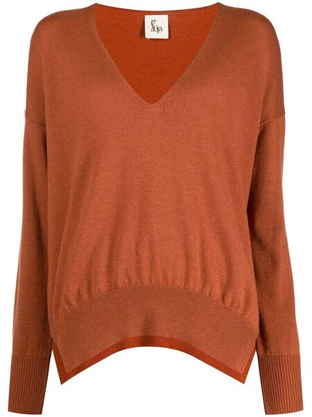  Paula Drop-shoulder V-neck Sweater - Orange 