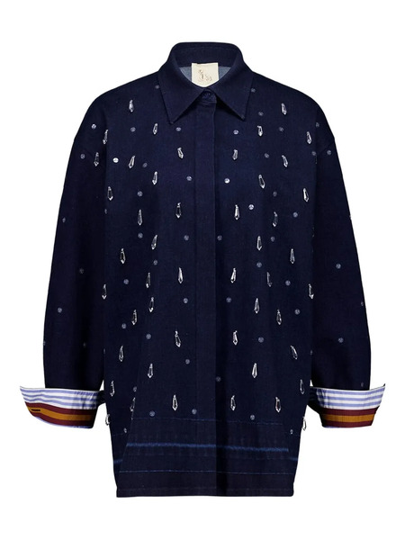  Paula Embroidered-dots Shirt - Blue 