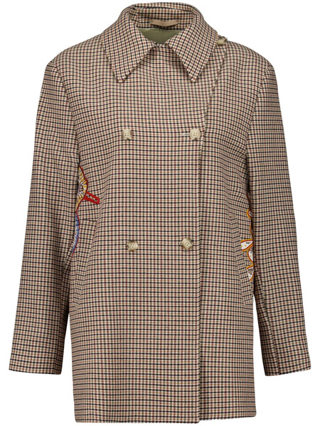  Paula Embroidered Houndstooth-check Jacket - Brown 