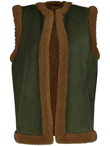  Paula Embroidered-patch Shearling Vest - Green 