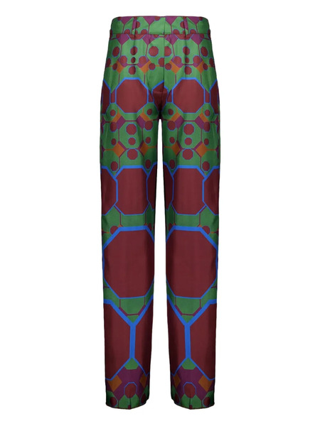  Paula Geometric-print Trousers - Green 