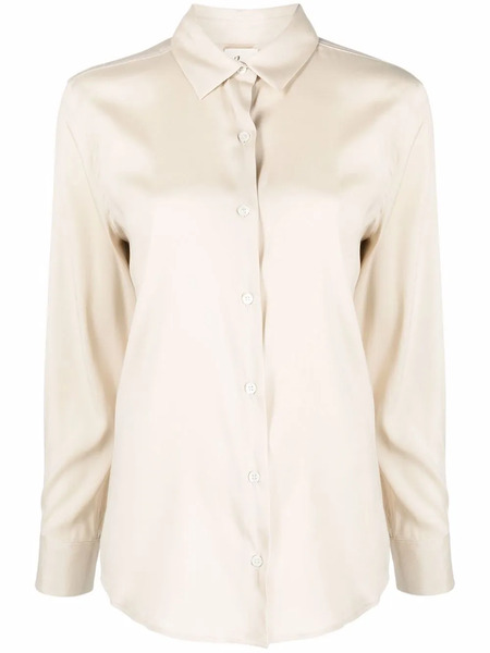  Paula Long-sleeve Silk Shirt - Neutrals 