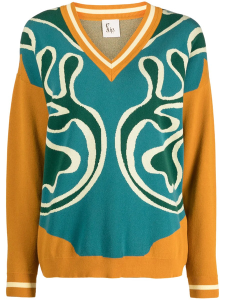  Paula Patterned-intarsia Striped Sweatshirt - Blue 