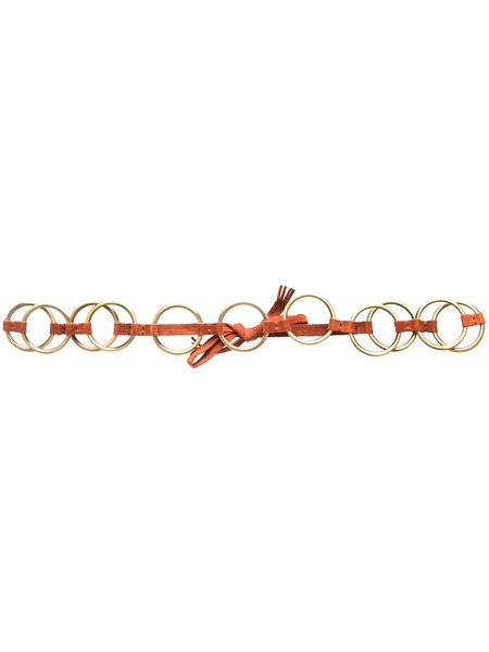  Paula Ring-bound Design Leather Belt - Brown 