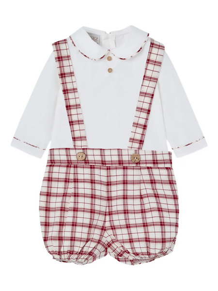  Paz Rodriguez Checked Suspender-straps Short Set - Red 