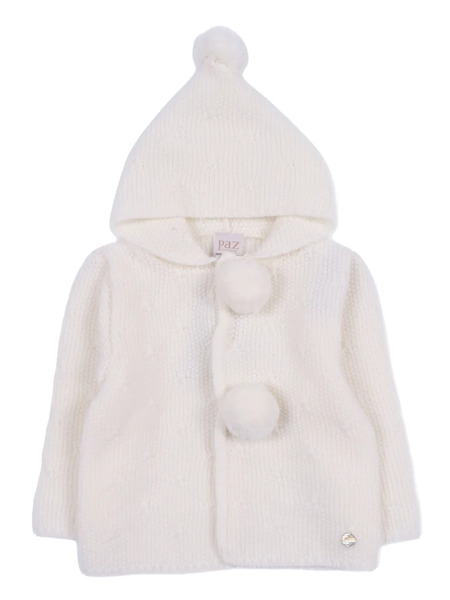  Paz Rodriguez Hooded Pom-pom Wool Coat - White 