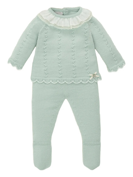  Paz Rodriguez Lace Ruffled Pajamas Set - Green 