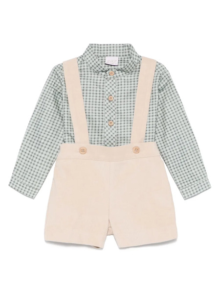  Paz Rodriguez Mini-check Shirt And Shortalls - Neutrals 