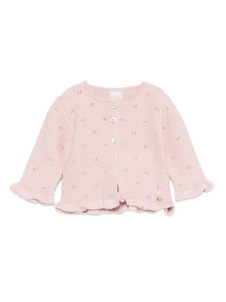  Paz Rodriguez Ruffled Eyelet Cardigan - Pink 