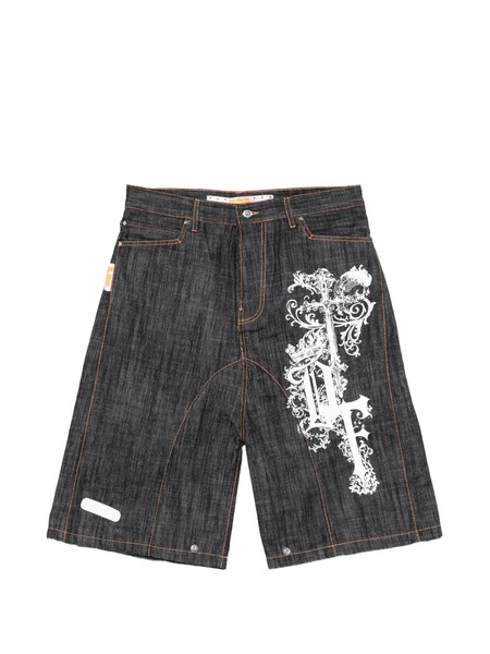  Pdf Graphic-design Denim Shorts - Blue 