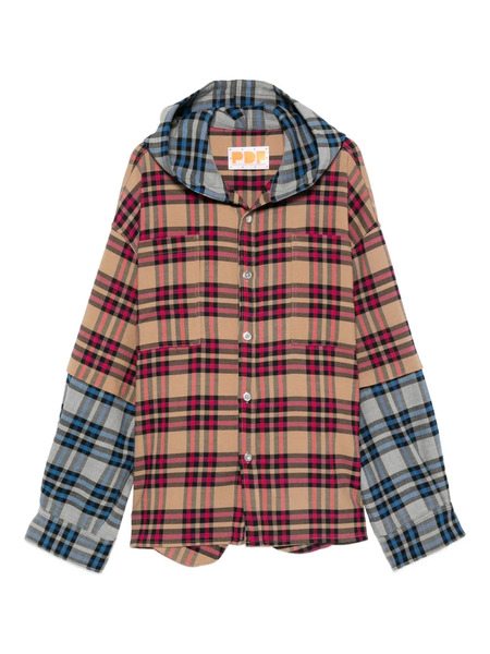  Pdf Patchwork Hooded Jacket - Brown 