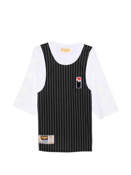  Pdf Pinstripe-pattern Logo-patch T-shirt - Black 