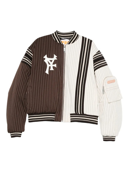  Pdf Pinstripe Zip-up Jacket - Brown 