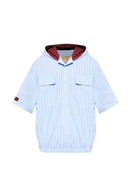  Pdf Striped Hooded Shirt - Blue 