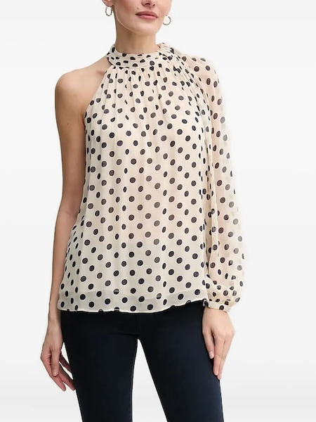  Pedro Del Hierro Polka-dot One-shoulder Blouse - Neutrals 