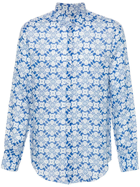  Peninsula Swimwear Floral-print Linen Shirt - Blue 
