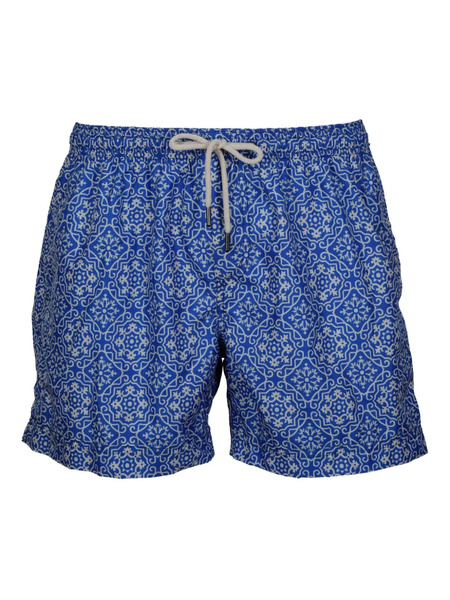  Peninsula Swimwear Patterned Drawstring Swim Shorts - Blue 