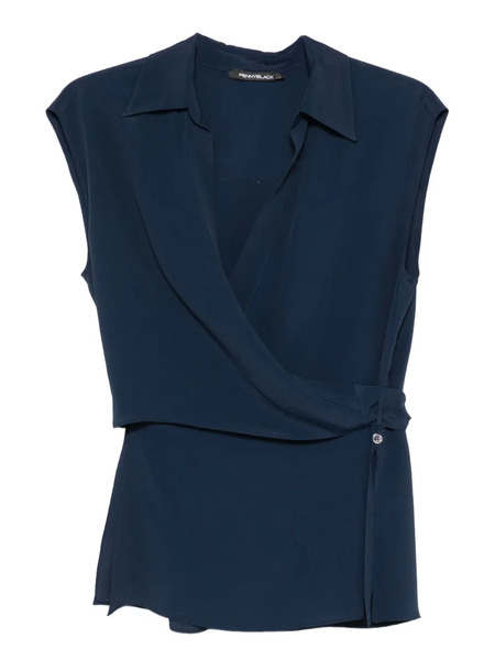  Pennyblack Wrap-neck Sleeveless Top - Blue 