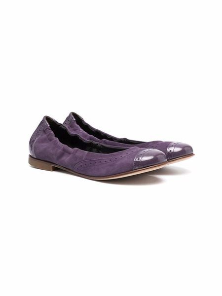  Pèpè Brogue-detail Suede Ballerina Shoes - Purple 