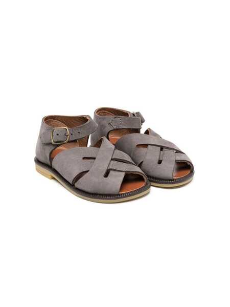  Pèpè Crossover-strap Leather Sandals - Grey 