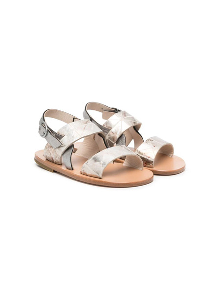  Pèpè Double-strap Leather Sandals - Metallic 