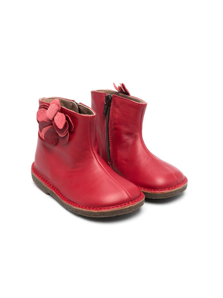  Pèpè Floral-appliqué Leather Boots - Red 
