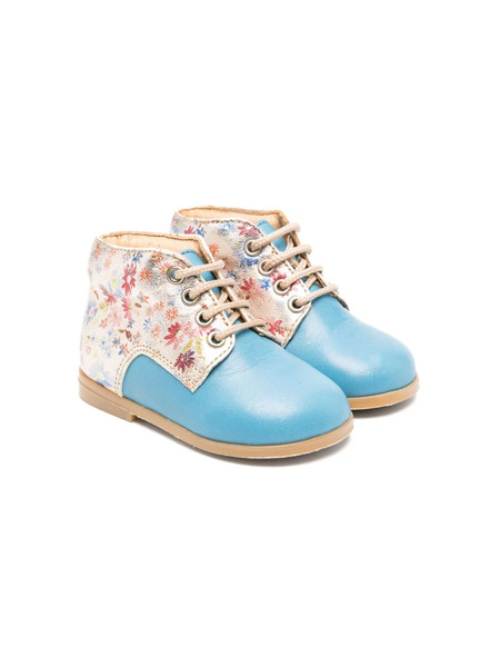  Pèpè Floral-panel Lace-up Boots - Blue 
