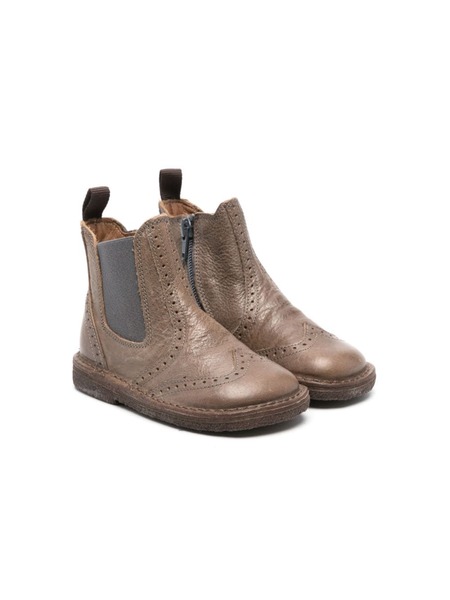  Pèpè Perforated-detail Leather Ankle Boots - Brown 