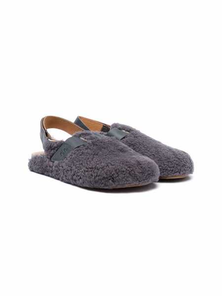  Pèpè Slingback Shearling Sandals - Grey 