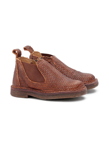  Pèpè Snakeskin-textured Zip Boots - Brown 