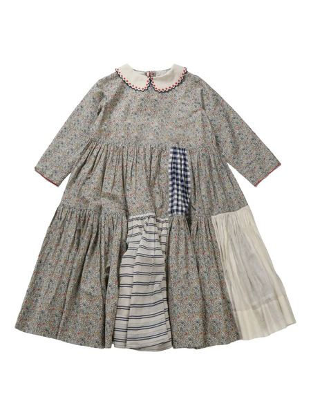  Pero Patchwork-motif Dress - White 