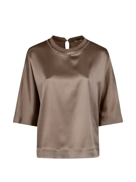  Peserico Beaded-collar Shirt - Brown 