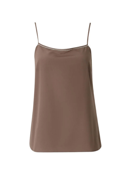  Peserico Beaded-trim Top - Brown 