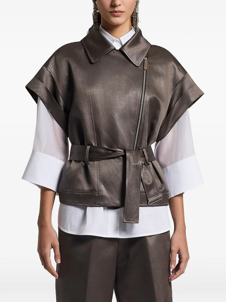  Peserico Belted Zip-up Jacket - Brown 