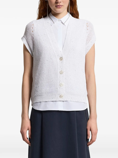  Peserico Button Embellished Knitted Top - White 