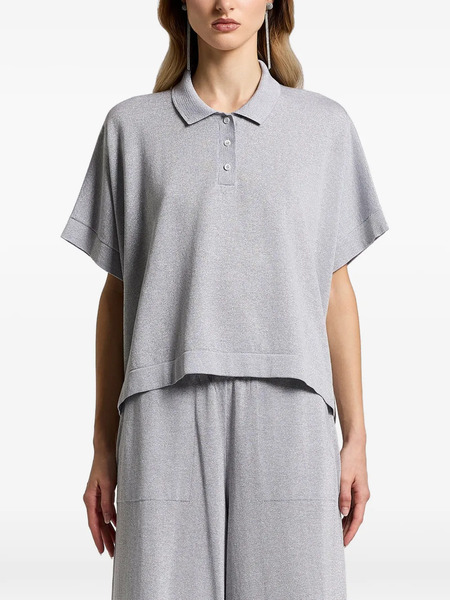  Peserico Buttoned Short-sleeve Polo Top - Grey 