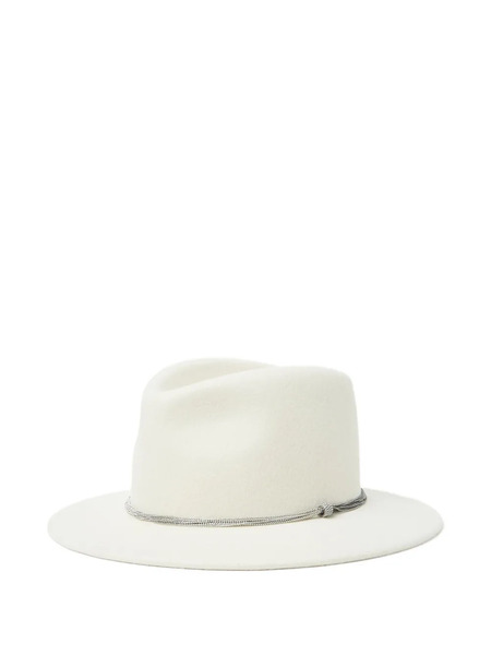  Peserico Chain-trimmed Fedora Hat - White 